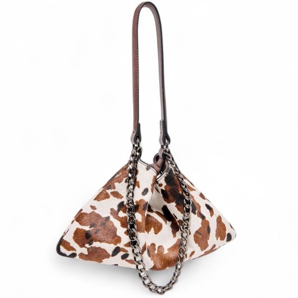 Cow Print Genuine Calf Hair Leather Jagger Shoulder Bag NWT - Picture 5 of 8